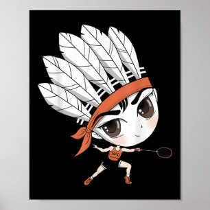 Affiche Caricature de Birdie Manga de Cute Chibi Badminton