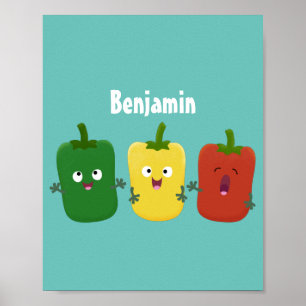 Affiche Caricature de chant trio capsicum poivre clair