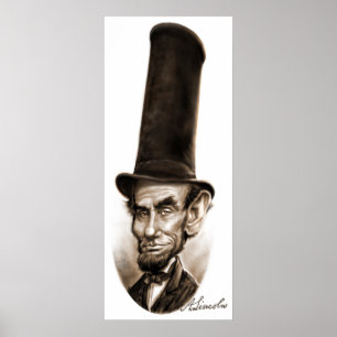 Affiche Caricature de chapeau haut-de-forme d'Abe Lincoln