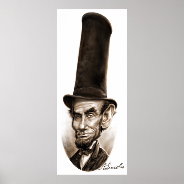 Affiche Caricature de chapeau haut-de-forme d'Abe Lincoln (Devant)