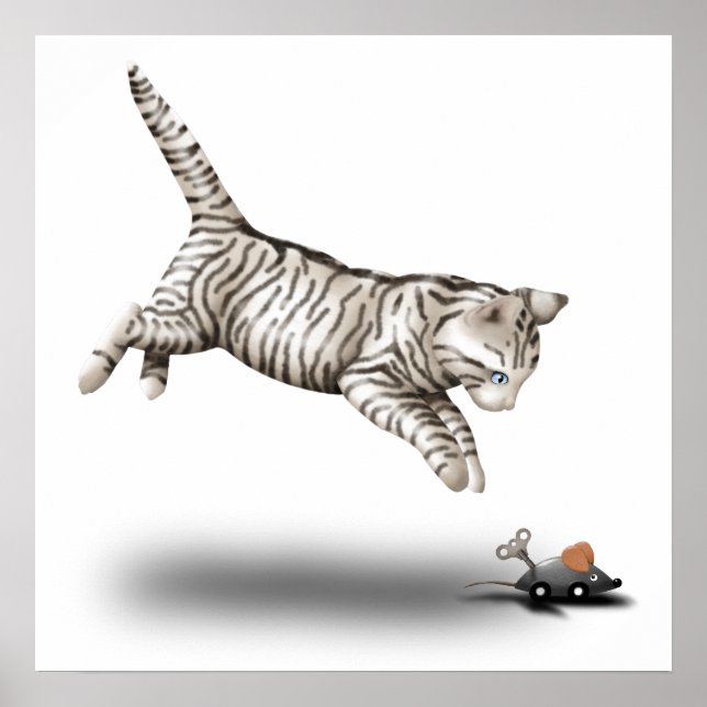 Affiche Caricature de chat et souris (Devant)