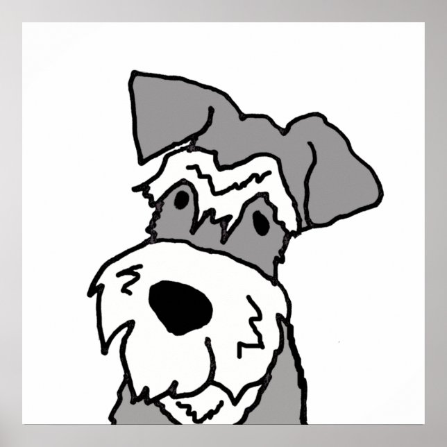 Affiche Caricature de Chien Schnauzer Miniature Cute (Devant)