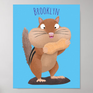 Affiche Caricature de chipmunk à grosses joues mignonnes