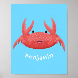 Affiche Caricature de crabe rouge cuite