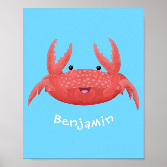 Affiche Caricature de crabe rouge cuite (Devant)