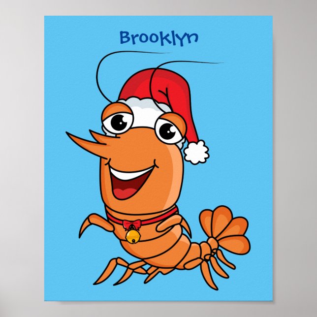 Affiche Caricature de crevettes de Noël joyeux (Devant)