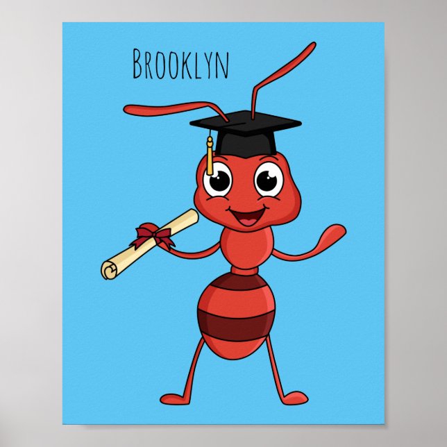 Affiche Caricature de fourmi rouge joyeux (Devant)