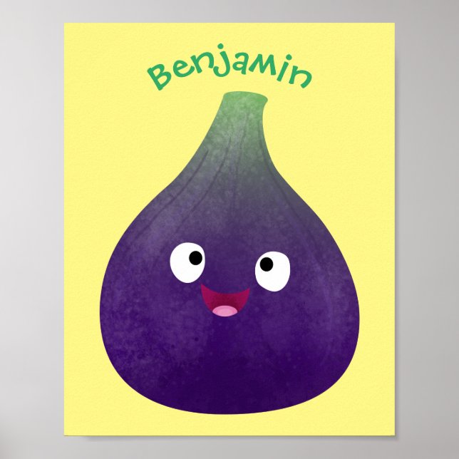 Affiche Caricature de fruits mauve joyeux aux figues (Devant)