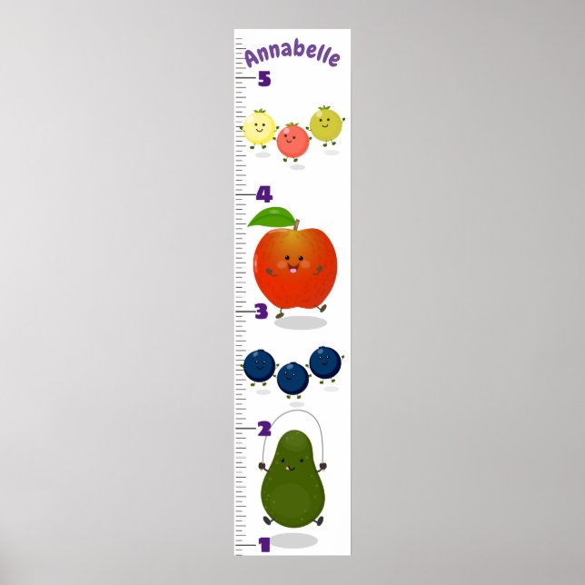 Affiche Caricature de fruits mignons graphique de croissan (Devant)