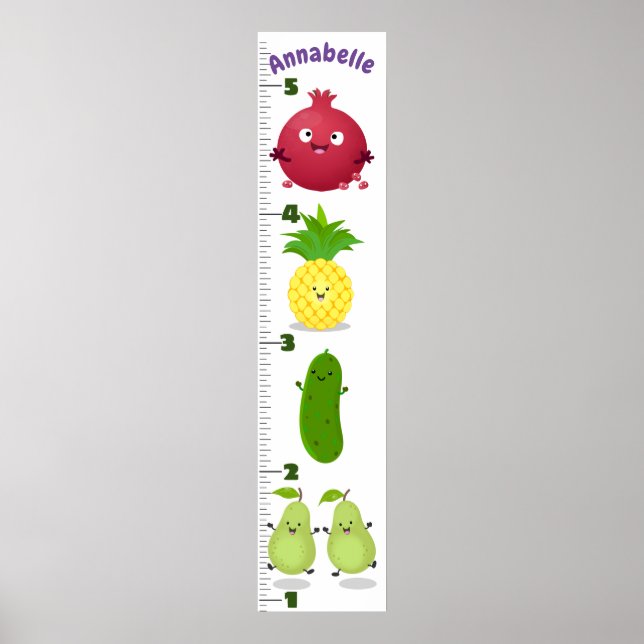 Affiche Caricature de fruits mignons graphique de croissan (Devant)