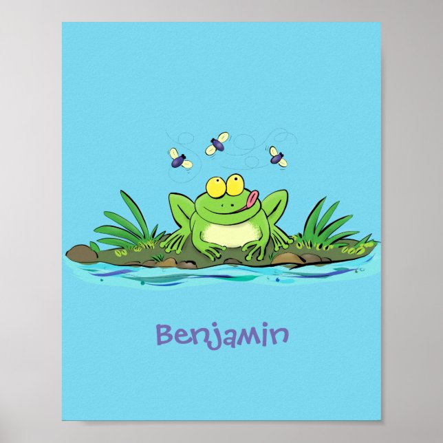 Affiche Caricature de grenouille vert mignon (Devant)