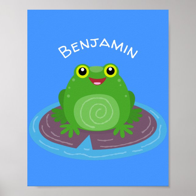 Affiche Caricature de grenouille verte mignonne (Devant)
