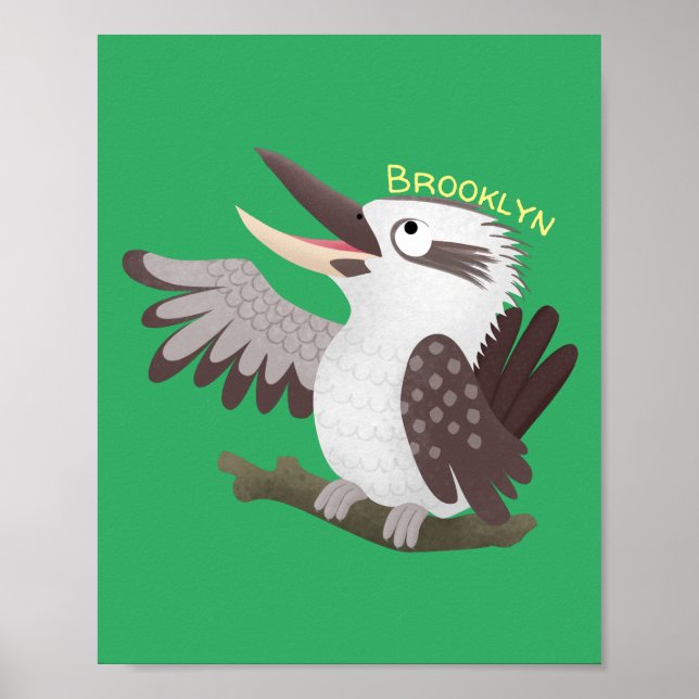 Affiche Caricature de kookaburra drôle et drôle (Devant)