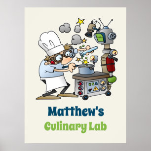 Affiche Caricature de laboratoire culinaire de chef de Whi
