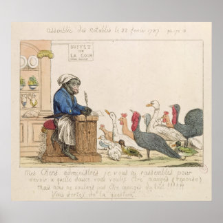 Affiche Caricature de l'assemblage des tables