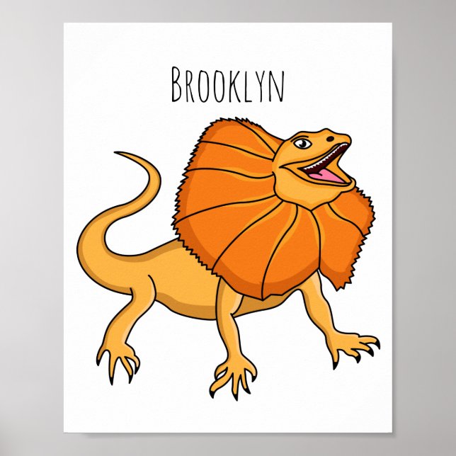 Affiche Caricature de lézard à col frisé orange (Devant)