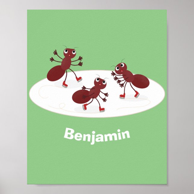 Affiche Caricature de patinage sur glace de Happy red four (Devant)