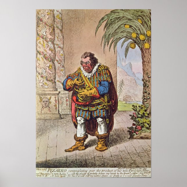 Affiche Caricature de Pizarro contemplant (Devant)