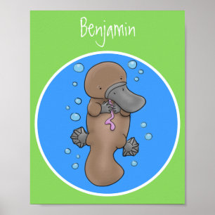 Affiche Caricature de platypus bébé très heureuse