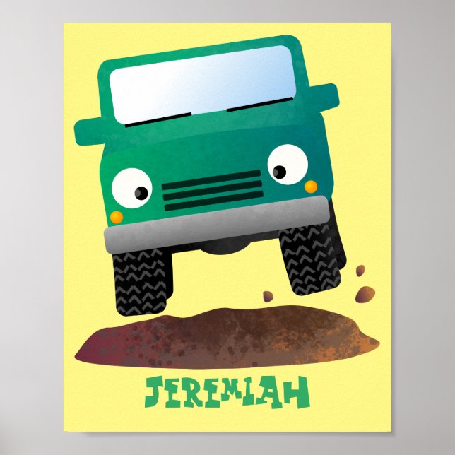 Affiche Caricature de voiture 4 X4 hors route (Devant)