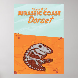 Affiche Caricature de voyage de Jurassic Coast Devon