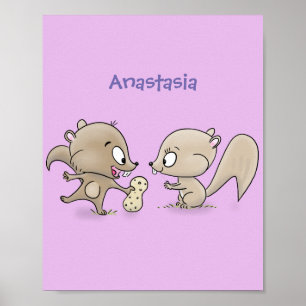 Affiche Caricature d'écureuils marrants