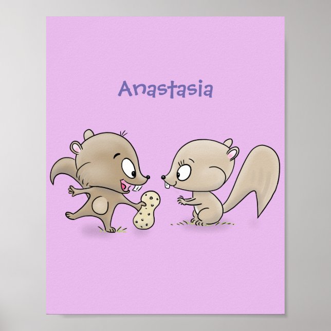 Affiche Caricature d'écureuils marrants (Devant)