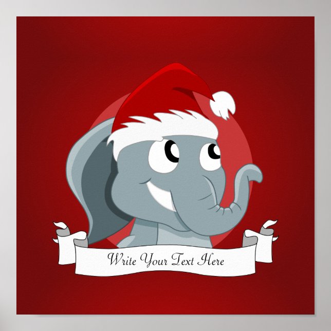 Affiche Caricature d'éléphant de Noël (Devant)