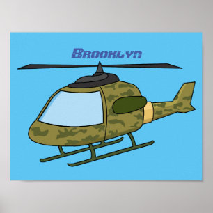 Affiche Caricature d'hélicoptère camoflage de l'armée