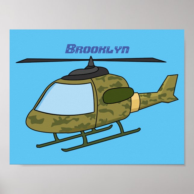 Affiche Caricature d'hélicoptère camoflage de l'armée (Devant)