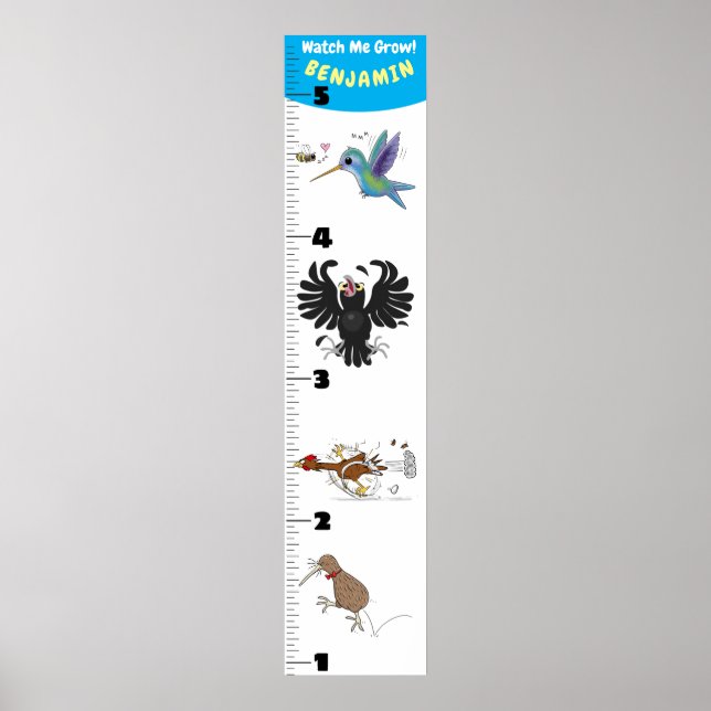 Affiche Caricature d'oiseaux amusant mignon graphique de c (Devant)