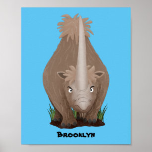Affiche Caricature en élasmère de rhinocéros laineux 