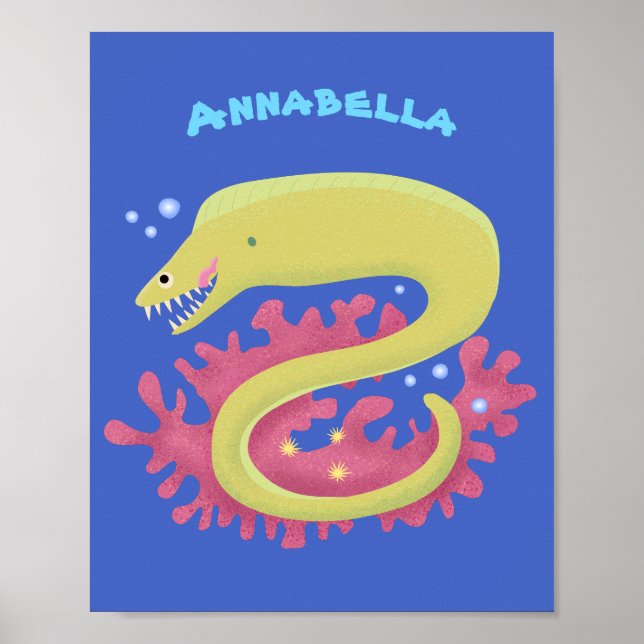 Affiche Caricature humoristique murène verte (Devant)