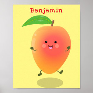 Affiche Caricature jaune mangue mignonne