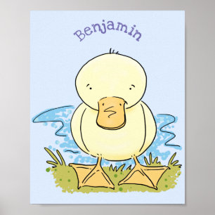 Affiche Caricature jaune mignon pour canard bébé