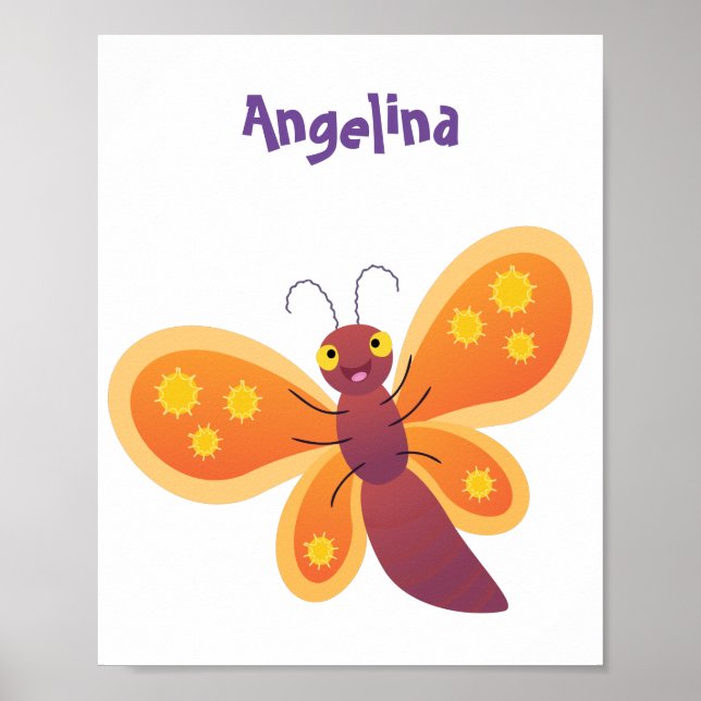 Affiche Caricature joli papillon orange (Devant)