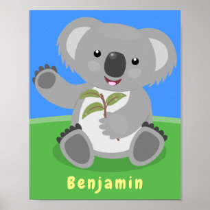 Affiche Caricature joyeux koala agitant
