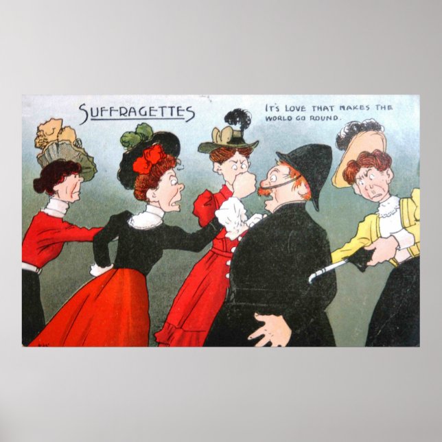 Affiche Caricature politique des suffragettes (Devant)