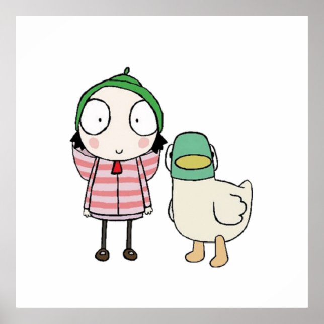 Affiche Caricature pour enfants Sarah et duck (Devant)