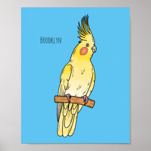 Affiche Caricature pour oiseaux Cockatiel