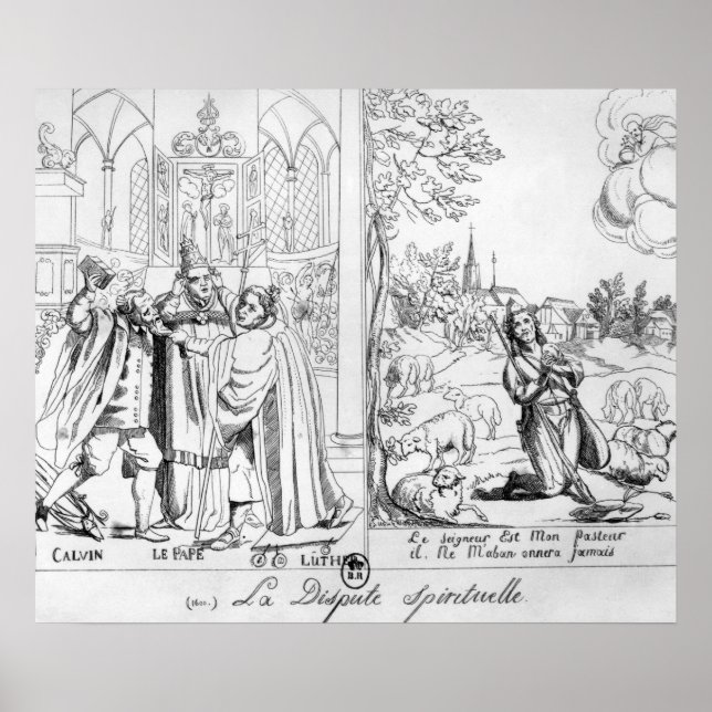Affiche Caricature représentant un conflit spirituel (Devant)