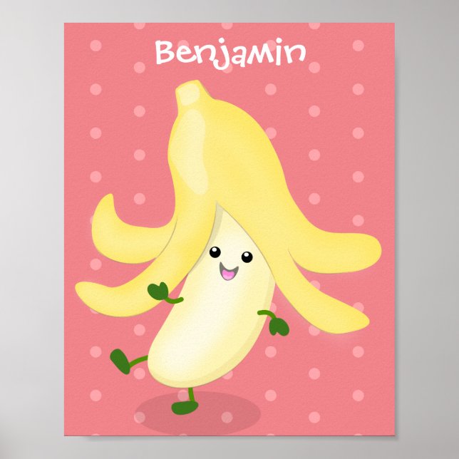 Affiche Caricature sur la banane de Cute kawaii (Devant)