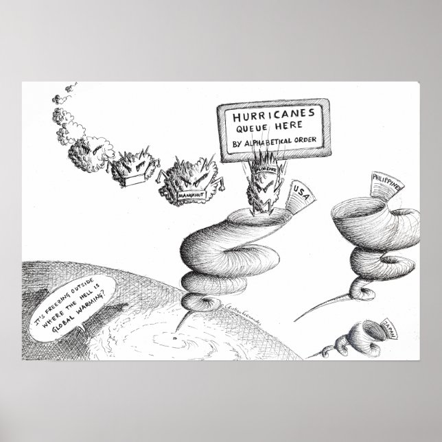 Affiche Caricature sur le changement climatique (Devant)