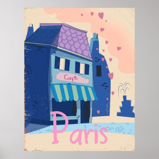 Affiche Caricature vintage de Paris Street (Devant)