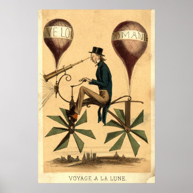 Affiche Caricature vintage "Voyage à la Lune" (Devant)
