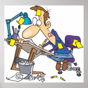 Affiche Caricaturiste Au Travail