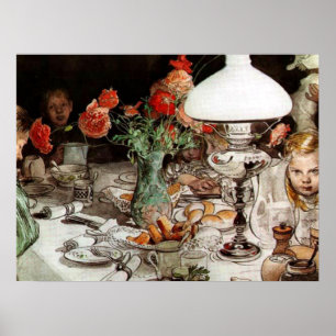 Affiche Carl Larsson - Autour de la Lampe