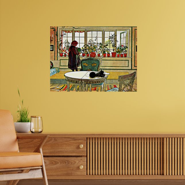 Affiche Carl Larsson - Fleurs sur un rebord de fenêtre (Salon 2)