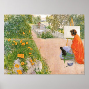 Affiche Carl Larsson peinture, Bridge.