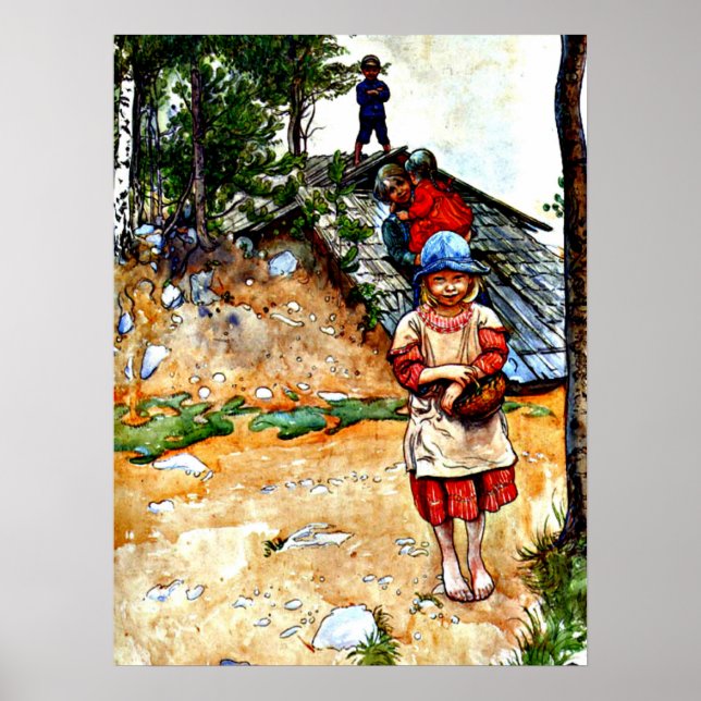 Affiche Carl Larsson. Près de la cave, (Devant)